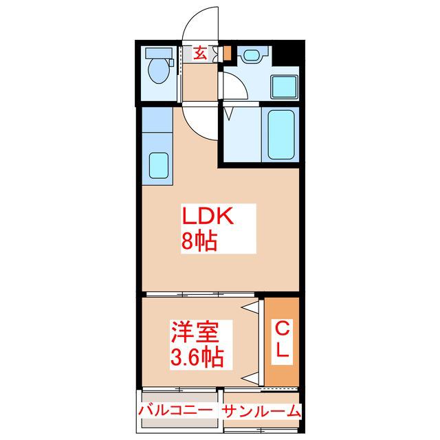 CLOUD9 I(1LDK/2階)の間取り写真