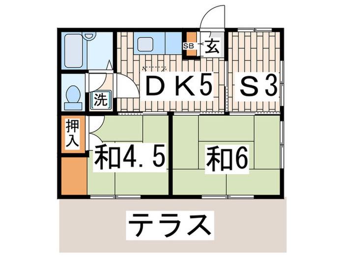 サンハイツヨシカタ(2SDK/1階)の間取り写真