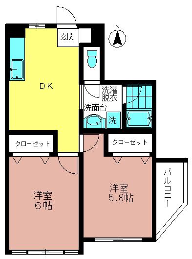 オレンジコート板橋(2DK/3階)の間取り写真