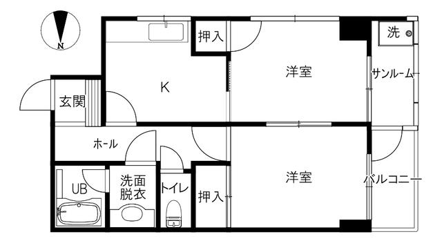 宗重ビル(2K/4階)の間取り写真