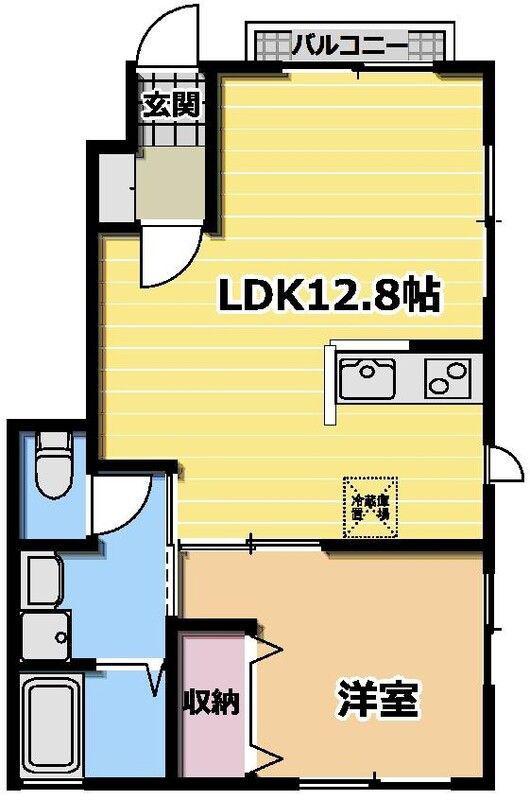 ラピス新宿B(1LDK/1階)の間取り写真