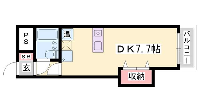 サントルヴィラ本町(ワンルーム/2階)の間取り写真