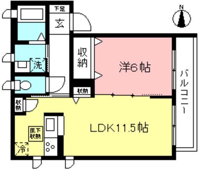 インペリアルW(1LDK/1階)の間取り写真
