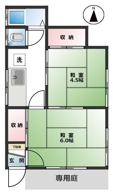 北沢 ハウス(2K/1階)の間取り写真