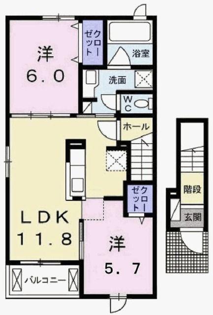 アドバンテージ II(2LDK/2階)の間取り写真