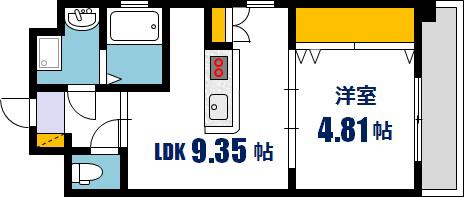 エマーブル矢賀(1LDK/9階)の間取り写真
