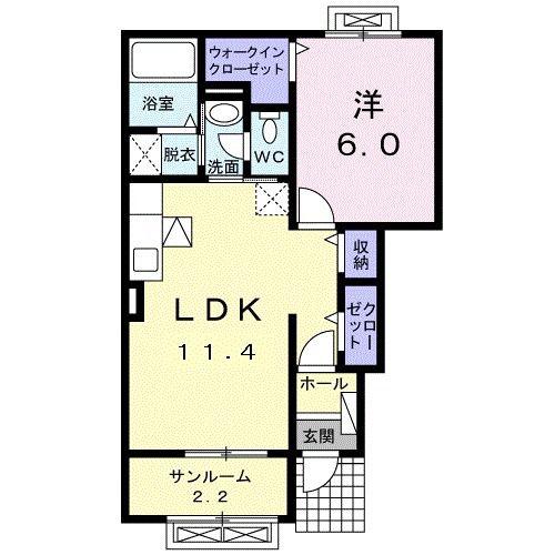 グレイス Y(1LDK/1階)の間取り写真