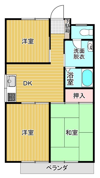 メゾンKIWA(3DK/1階)の間取り写真
