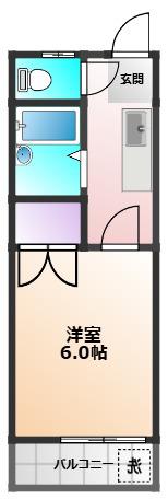 金子コーポ62(1K/2階)の間取り写真
