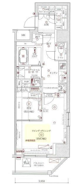 フェルクルールプレスト上野根岸(1LDK/7階)の間取り写真