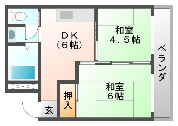エメラルド立花パートII(2DK/2階)の間取り写真