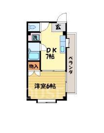 ペントハウス1990(1DK/1階)の間取り写真