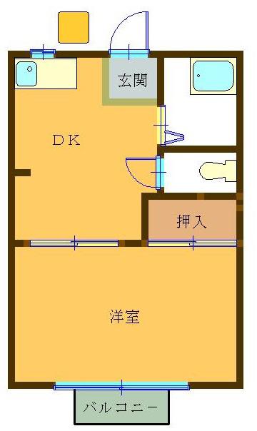 めじろハイツ(1DK/2階)の間取り写真