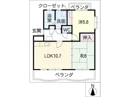 プレミールSUWA(2LDK/2階)の間取り写真