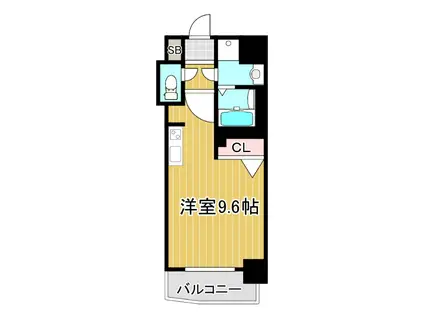 アクアプレイス南堀江(ワンルーム/12階)の間取り写真