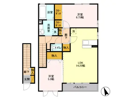 ヴェルドミール(2LDK/2階)の間取り写真