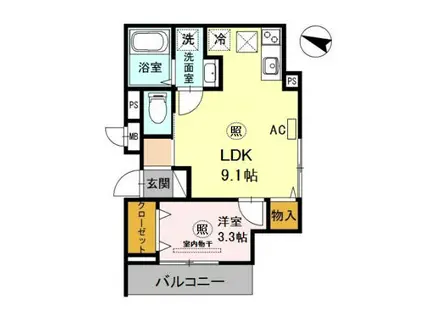 オードリー(1DK/1階)の間取り写真