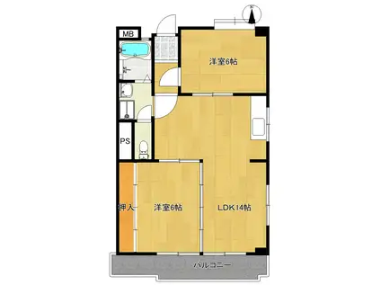 メイゾンサンポア A棟(2LDK/3階)の間取り写真