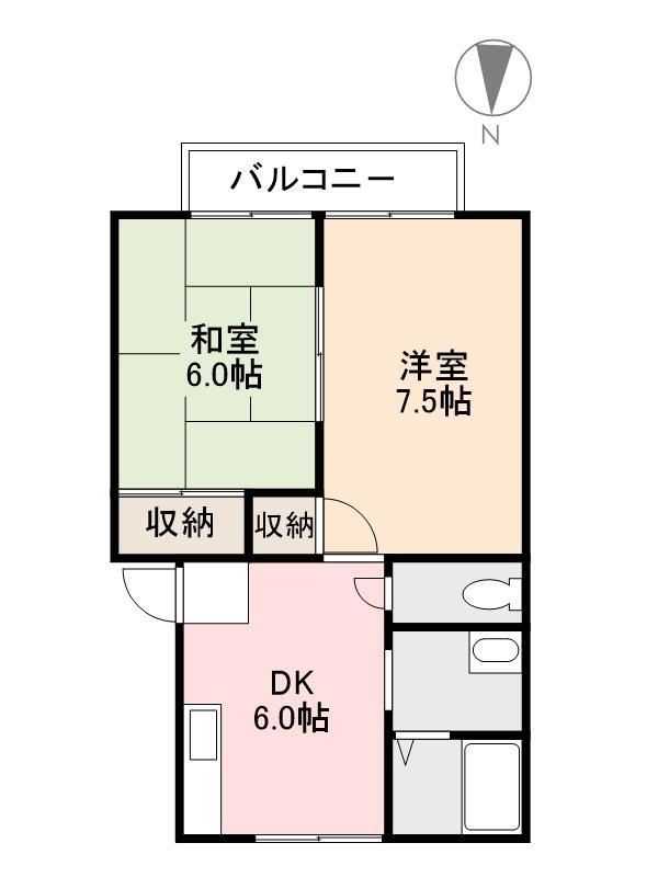 ワールドコーポ(2DK/1階)の間取り写真