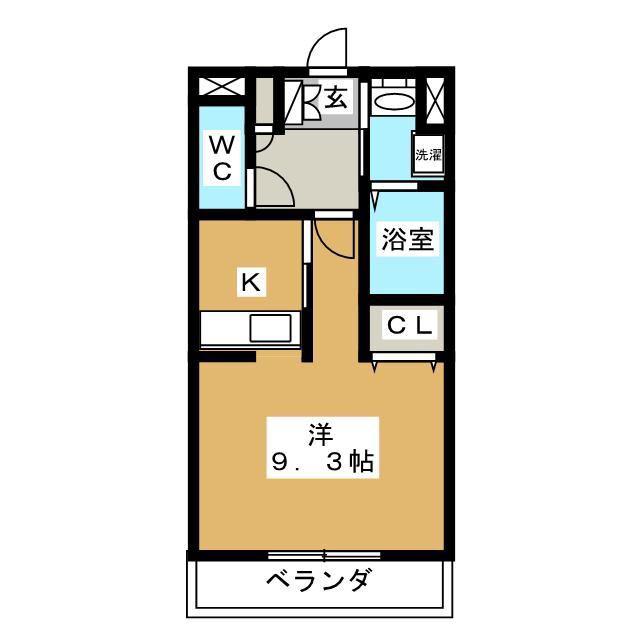 グランシャリオ(ワンルーム/2階)の間取り写真