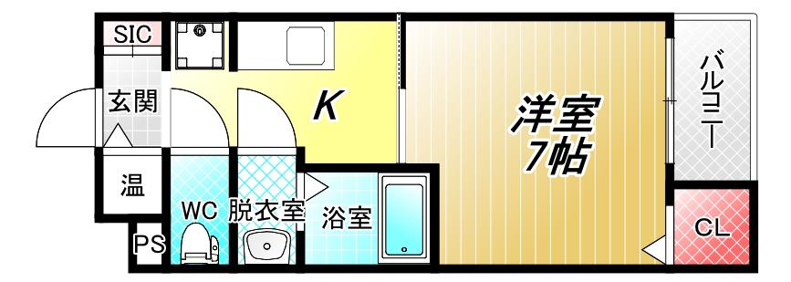 シェモワ 八尾(1K/4階)の間取り写真