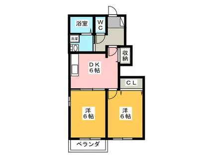 グレイスB(2DK/1階)の間取り写真