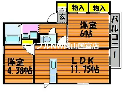 キャトルセゾンG(2LDK/1階)の間取り写真