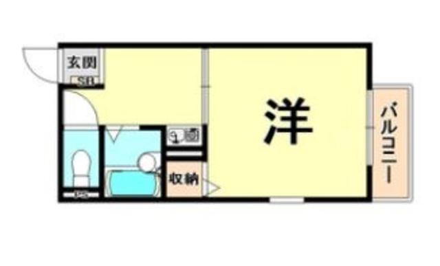 ソレイユ西宮(1K/2階)の間取り写真