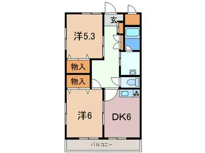 カーサ田代(2DK/1階)の間取り写真