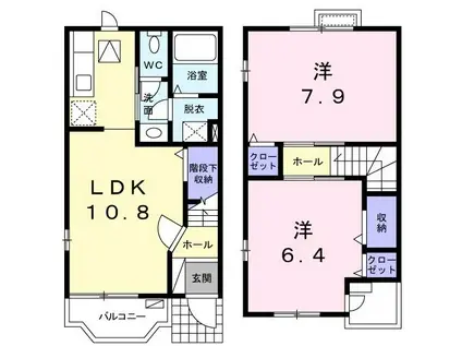 ふれすくーら東風(2LDK/1階)の間取り写真