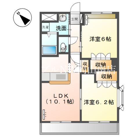 PALAZZO DEL SOLE(2LDK/1階)の間取り写真