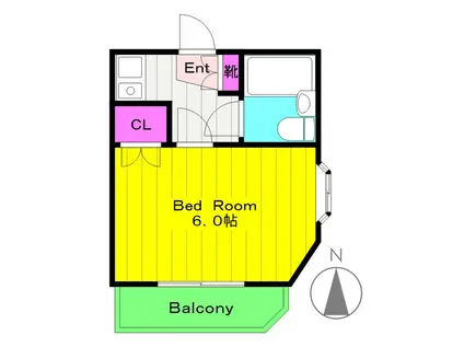 サンシャインKY(1K/3階)の間取り写真