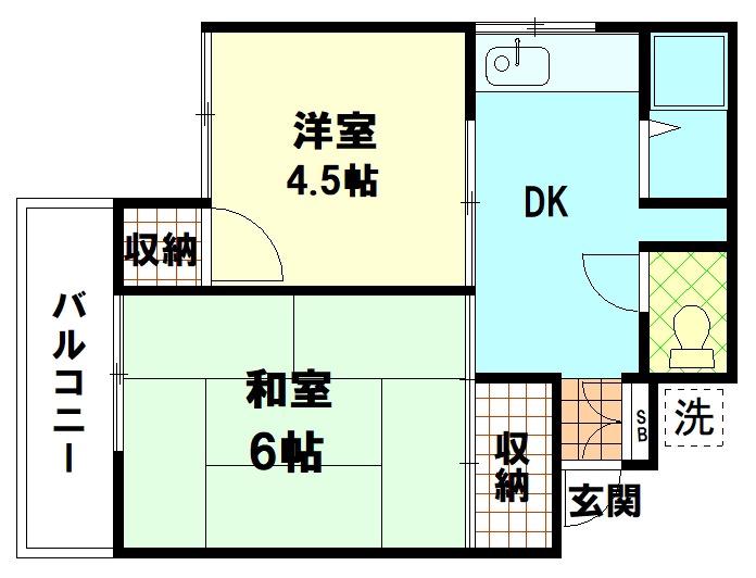 赤塚第3ヴィレッジ(2K/1階)の間取り写真