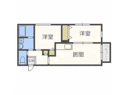 メゾンド桜(2LDK/4階)の間取り写真