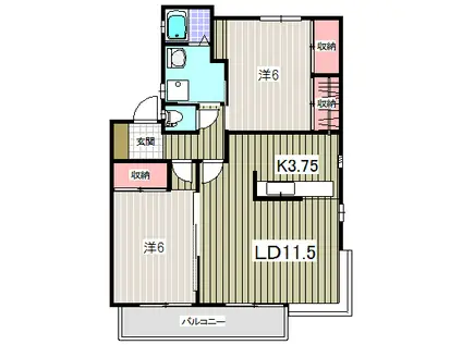 メゾンブライトE(2LDK/1階)の間取り写真