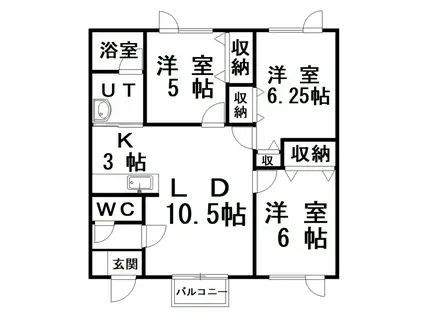 ライトハウスI(3LDK/1階)の間取り写真