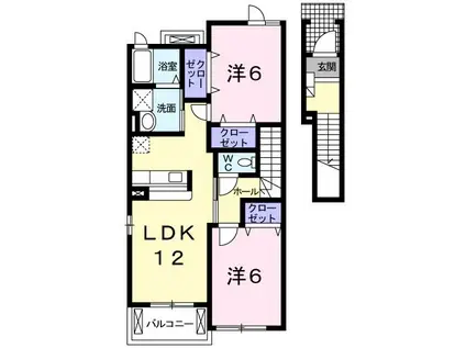 ソレイユI(2LDK/2階)の間取り写真