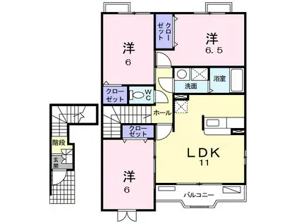 ベルメゾンセラC(3LDK/2階)の間取り写真