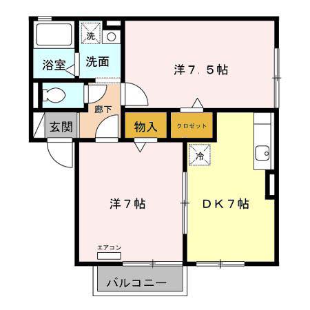 SHINE ARK C棟(2DK/2階)の間取り写真