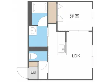 地下鉄東豊線 新道東駅 徒歩11分 4階建 築13年(1LDK/3階)の間取り写真