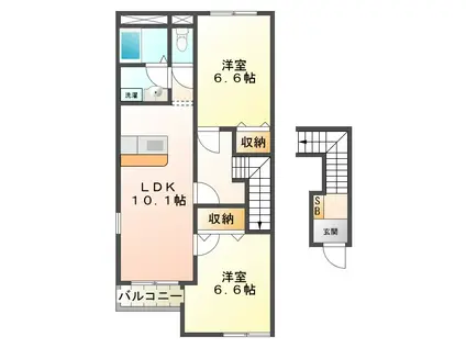 チアーズシャンパーニュ(2LDK/2階)の間取り写真