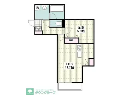 鵠沼石上3丁目メゾン(1LDK/2階)の間取り写真