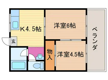 コーポ東代(2K/2階)の間取り写真