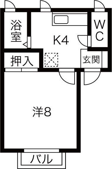 JR北上線 柳原駅(岩手) 徒歩6分 2階建 築29年(1K/2階)の間取り写真