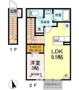 コウジィーコートI(1LDK/2階)の間取り写真
