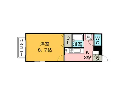 アムール松福園(1K/2階)の間取り写真