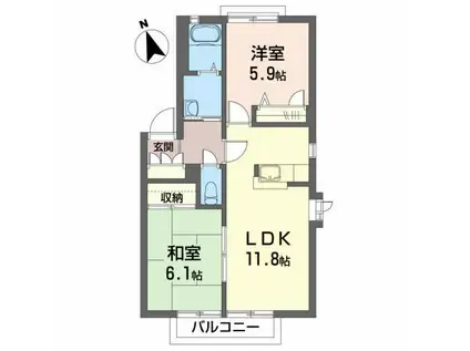 エコープラザX(2LDK/2階)の間取り写真