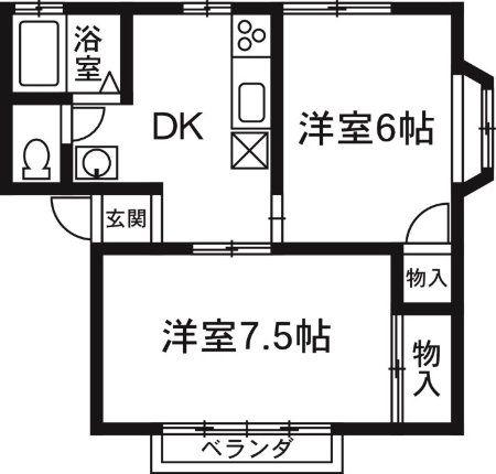 エクセルA(2DK/2階)の間取り写真