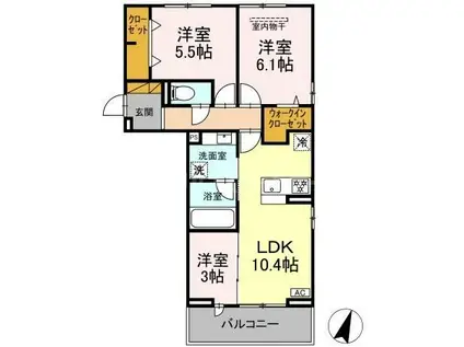 リシェスみのり台 A・B・C A棟(3LDK/3階)の間取り写真