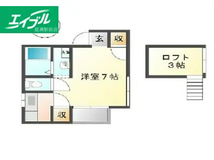 鶴形コート(1K/2階)の間取り写真